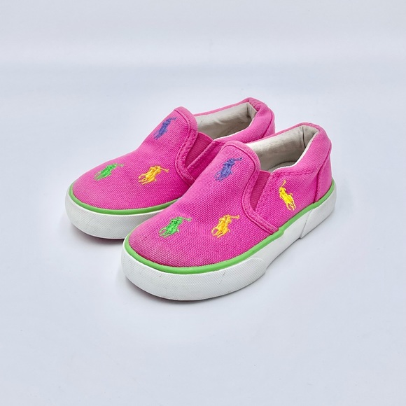 Polo Ralph Lauren Bal Harbor Repeat Slip On Pink Sneaker Kids / Baby size 7 - Picture 4 of 11